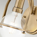 QN-SOMERSET1-C-HB Somerset 1 Light Wall Light - Brass/Clear