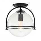 QN-SOMERSET-F-C-BK Somerset 1 Light Flush - Black/Clear Black