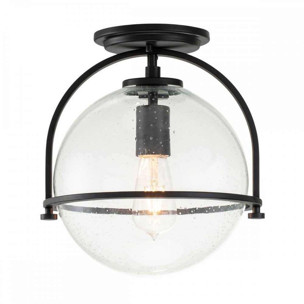QN-SOMERSET-F-C-BK Somerset 1 Light Flush - Black/Clear Black