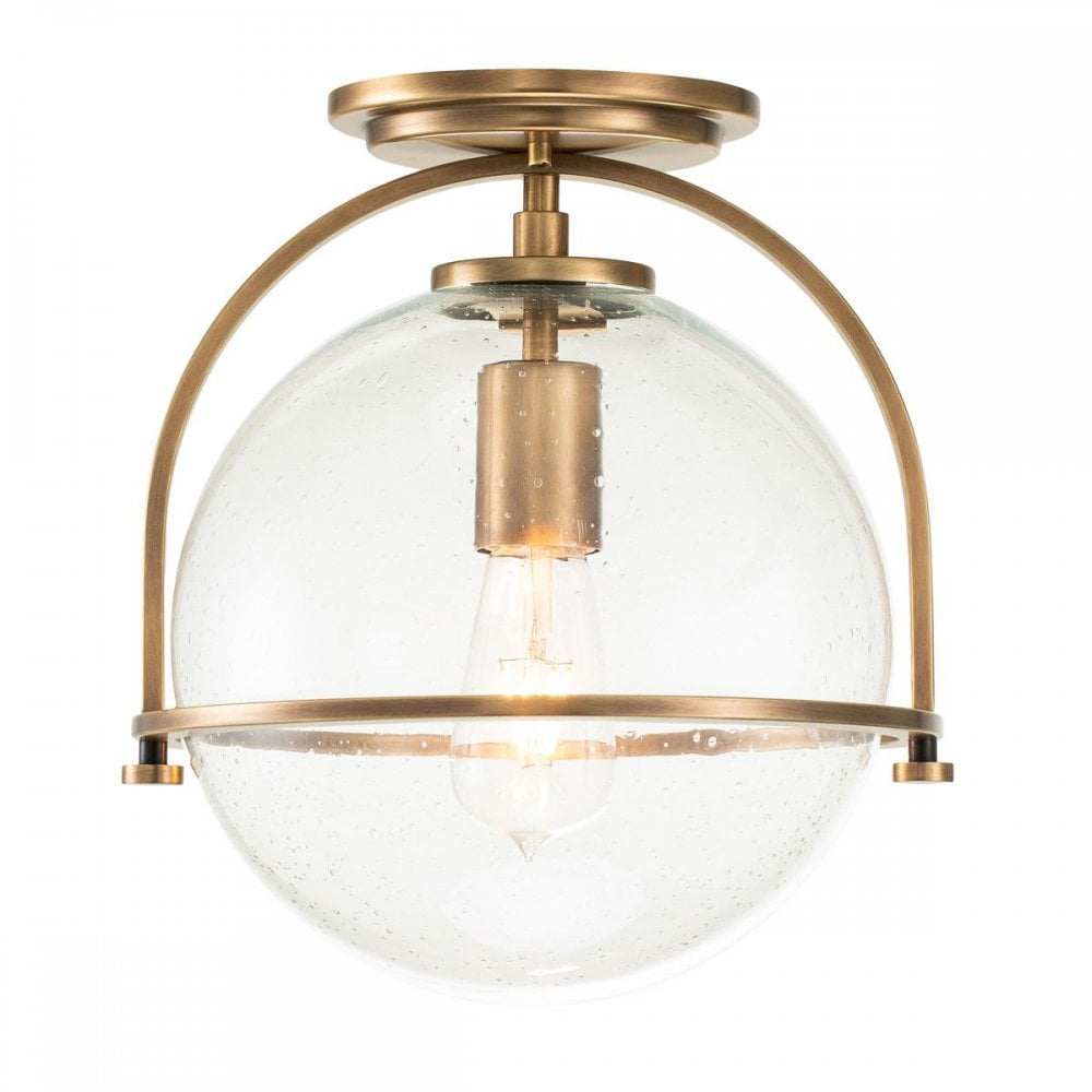 QN-SOMERSET-F-C-HB Somerset 1 Light Flush - Brass/Clear