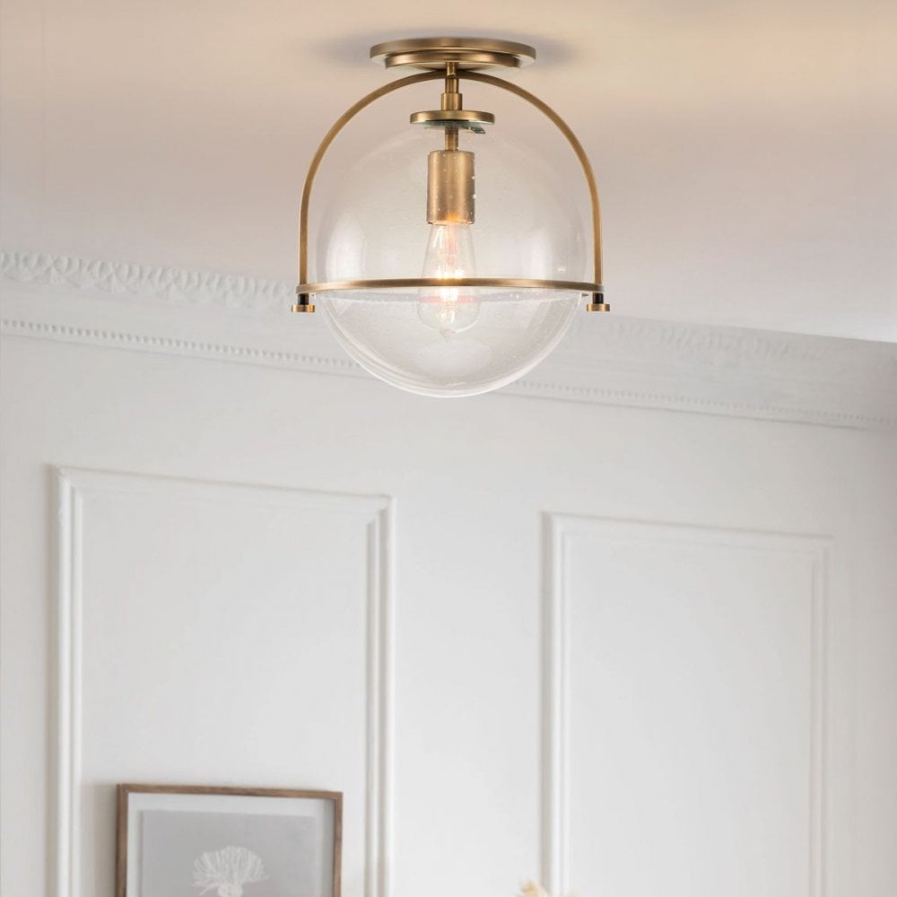 QN-SOMERSET-F-C-HB Somerset 1 Light Flush - Brass/Clear