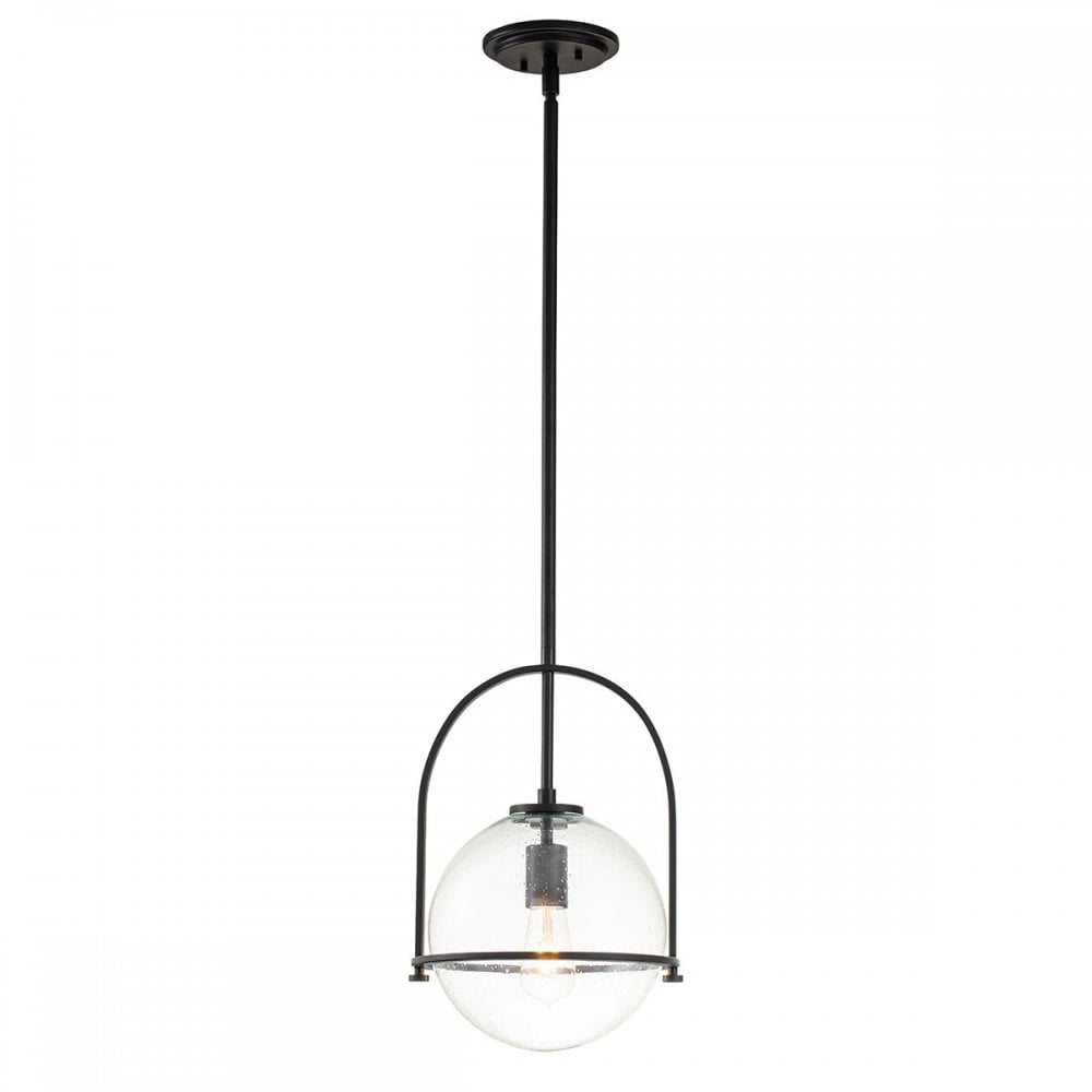QN-SOMERSET-P-C-BK Somerset 1 Light Medium Pendant - Black/Clear