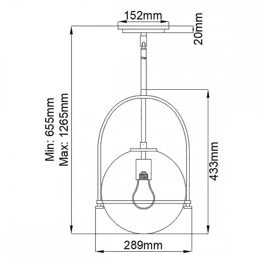 QN-SOMERSET-P-C-BK Somerset 1 Light Medium Pendant - Black/Clear
