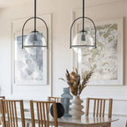 QN-SOMERSET-P-C-BK Somerset 1 Light Medium Pendant - Black/Clear