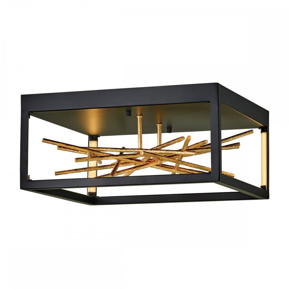 QN-STYX-LED-F-BG Styx LED Flush Black & Gilded Gold