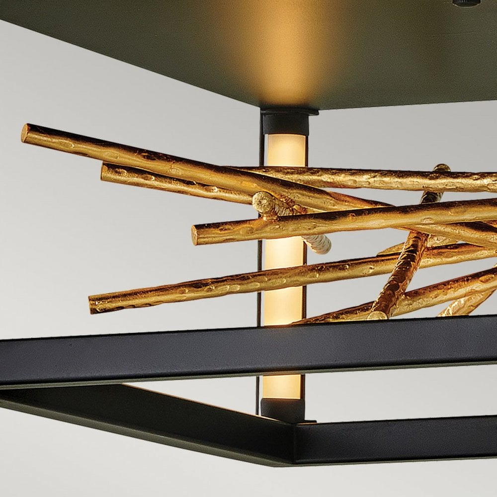 QN-STYX-LED-F-BG Styx LED Flush Black & Gilded Gold