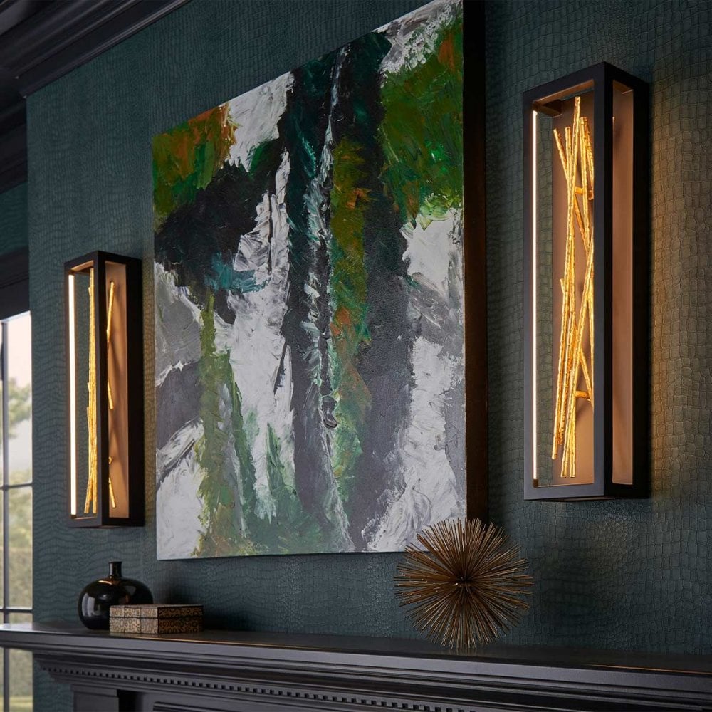 QN-STYX-LED-W-BG Styx LED Wall Light Black & Gilded Gold
