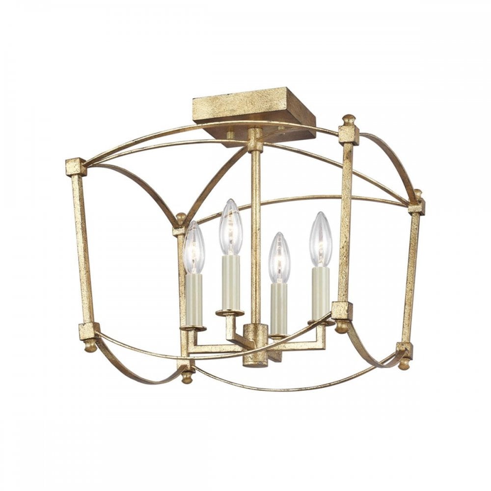 QN-THAYER-SF-ADB Thayer 4 Light Semi-Flush Antique Gild