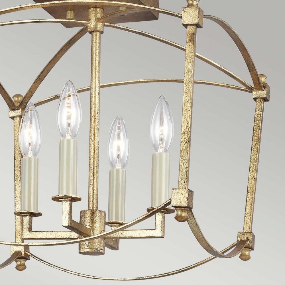QN-THAYER-SF-ADB Thayer 4 Light Semi-Flush Antique Gild