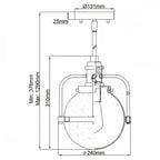 QN-TRIOCENT-P-NBR Triocent 1 Light Pendant/ Semi-Flush - Brass
