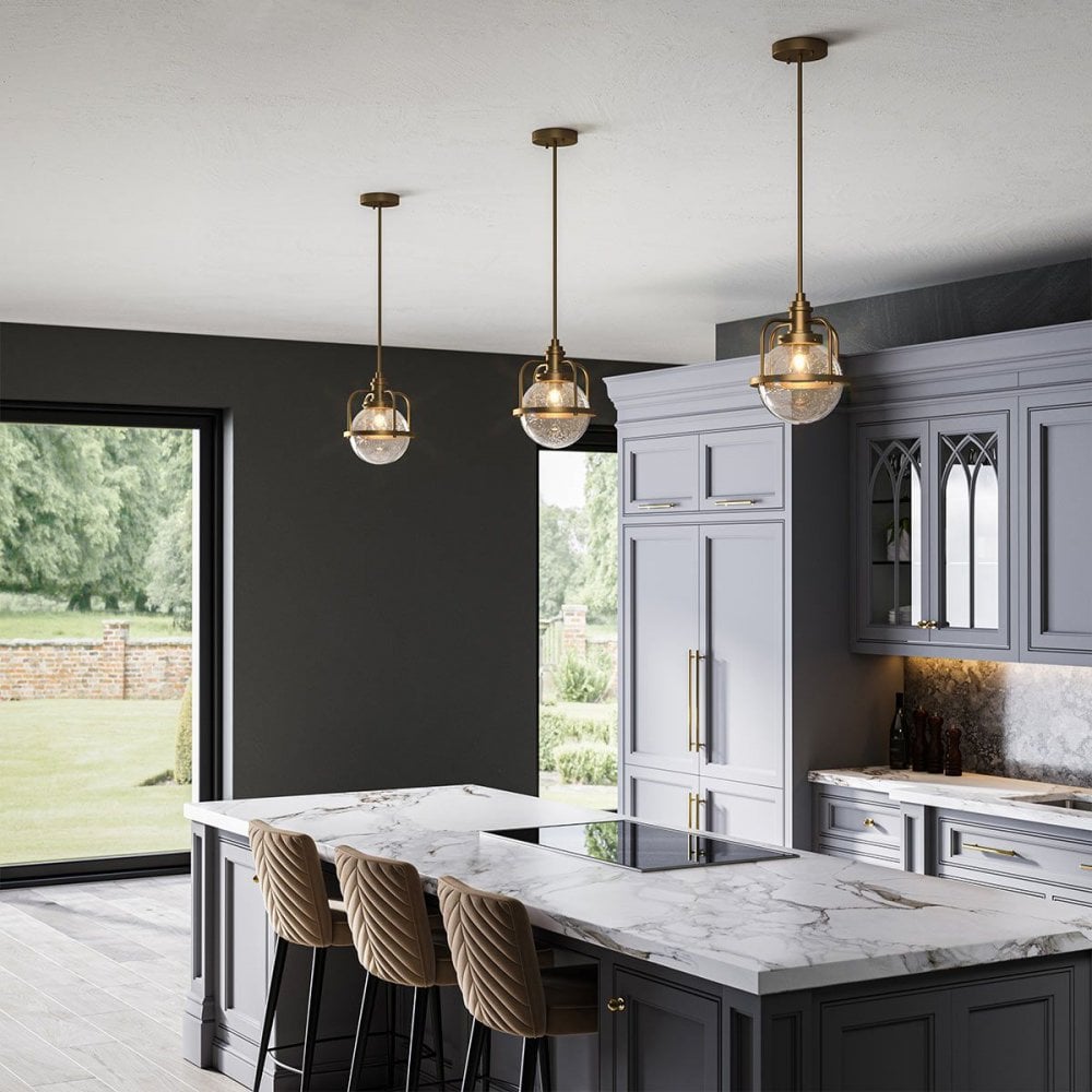 QN-TRIOCENT-P-NBR Triocent 1 Light Pendant/ Semi-Flush - Brass