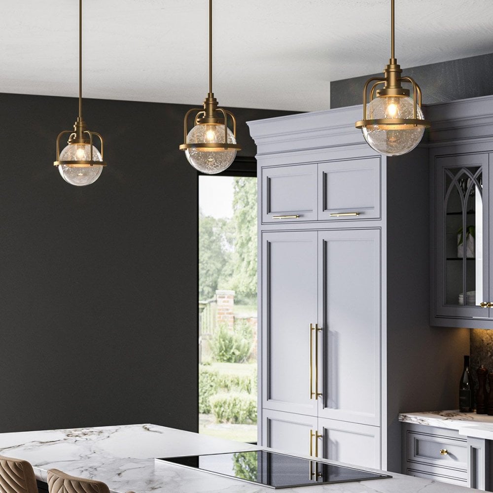 QN-TRIOCENT-P-NBR Triocent 1 Light Pendant/ Semi-Flush - Brass