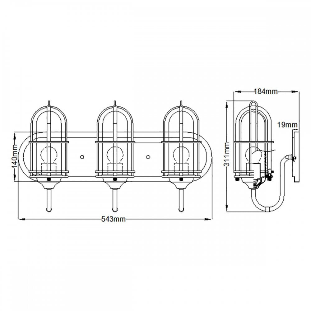 QN-URBANREST3 Urban Restoration 3 Light Wall Light Dark Antique Brass