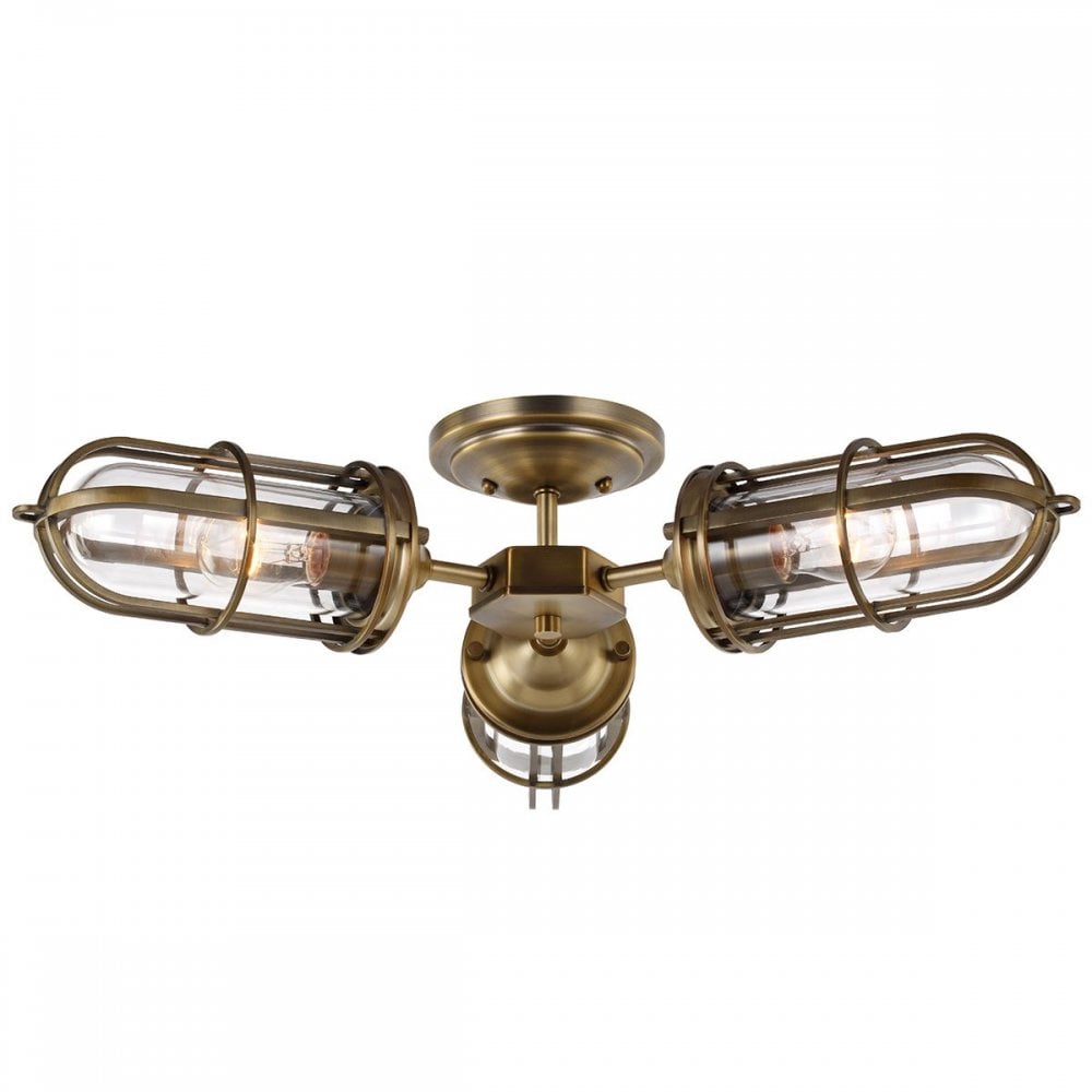 QN-URBANREST-3SF Urban Restoration 3 Light Semi Flush Dark Antique Brass