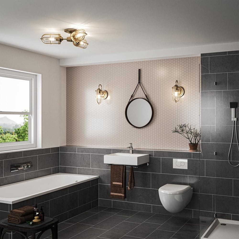 QN-URBANREST-3SF Urban Restoration 3 Light Semi Flush Dark Antique Brass