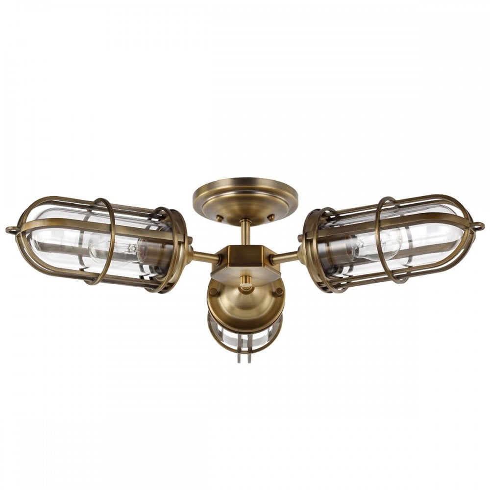 QN-URBANREST-3SF Urban Restoration 3 Light Semi Flush Dark Antique Brass
