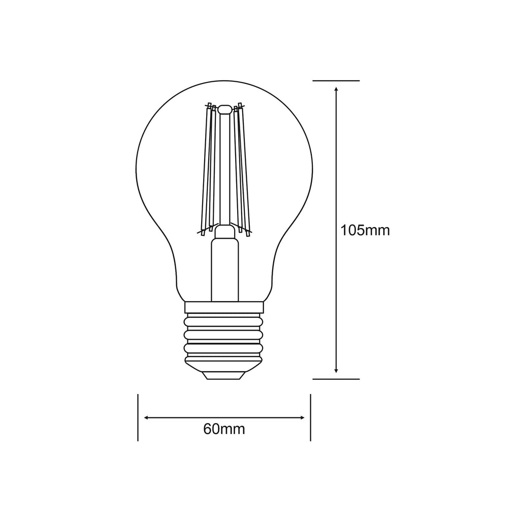 Luxram 763111252 Pack Of 5 E27 GLS LED Dimmable 6.5W Cool White 4000K