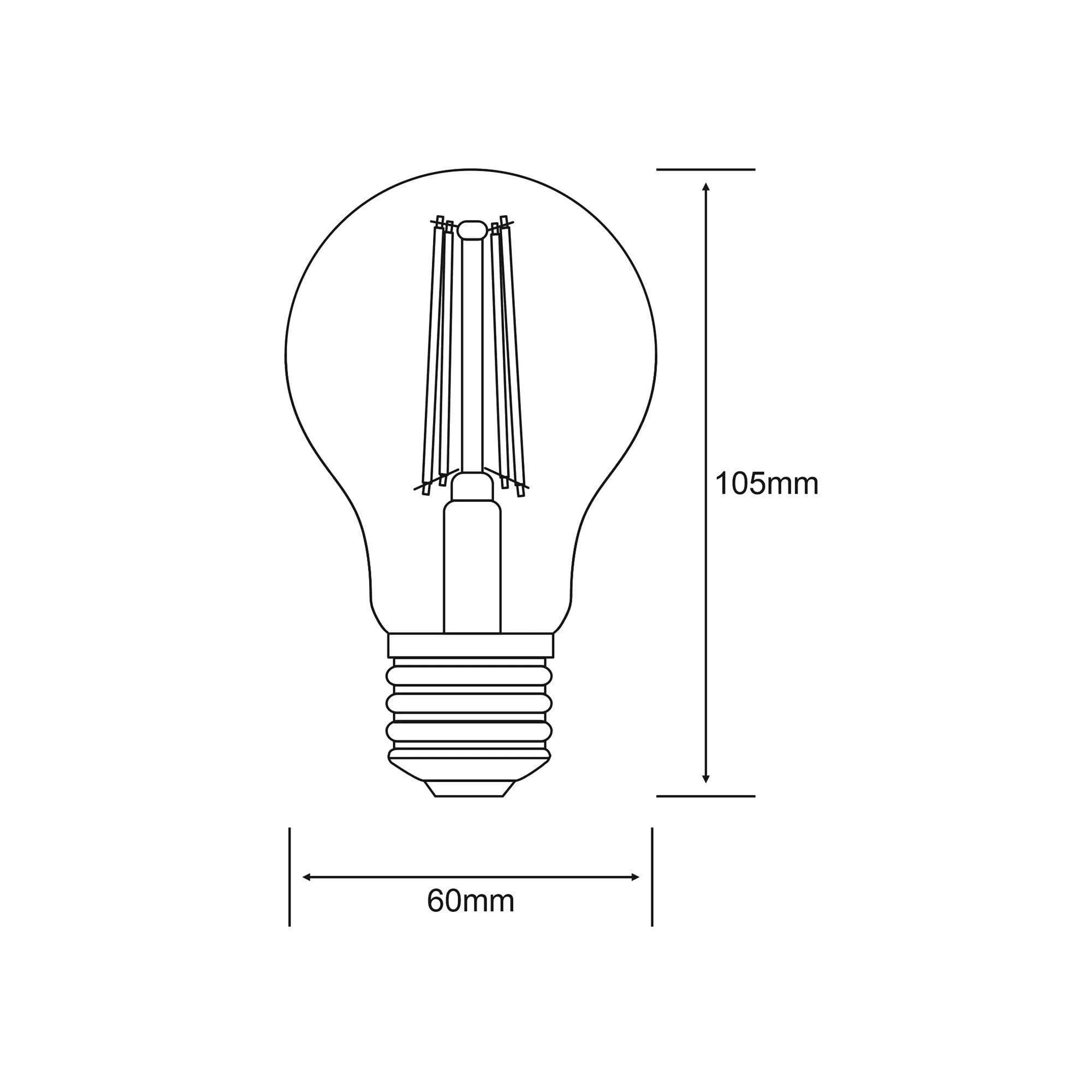 Luxram 763111252 Pack Of 5 E27 GLS LED Dimmable 6.5W Cool White 4000K