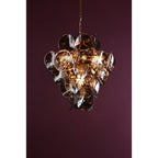 GEN0842 Genoa 8 Light Pendant Natural Brass and Smoked Glass