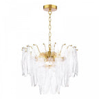 KIM0642 Kimmia 6 Light Pendant Natural Brass and Textured Glass