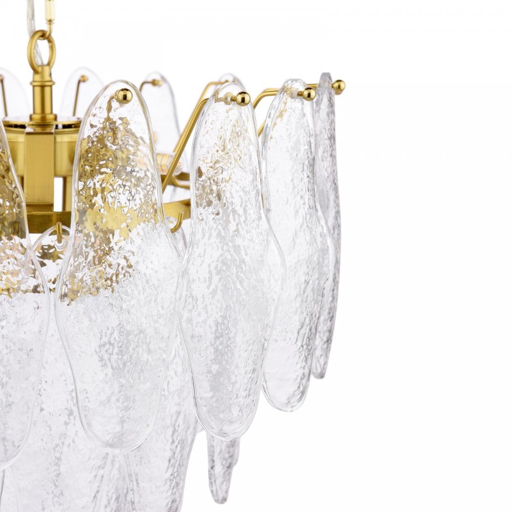 KIM0642 Kimmia 6 Light Pendant Natural Brass and Textured Glass