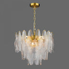 KIM0642 Kimmia 6 Light Pendant Natural Brass and Textured Glass