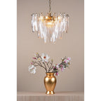 KIM0642 Kimmia 6 Light Pendant Natural Brass and Textured Glass