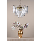 KIM0642 Kimmia 6 Light Pendant Natural Brass and Textured Glass
