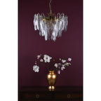 KIM0642 Kimmia 6 Light Pendant Natural Brass and Textured Glass