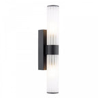 LAR0922 Lars 2 Light Bathroom Wall Light Matt Black and White Frosted Acrylic IP44