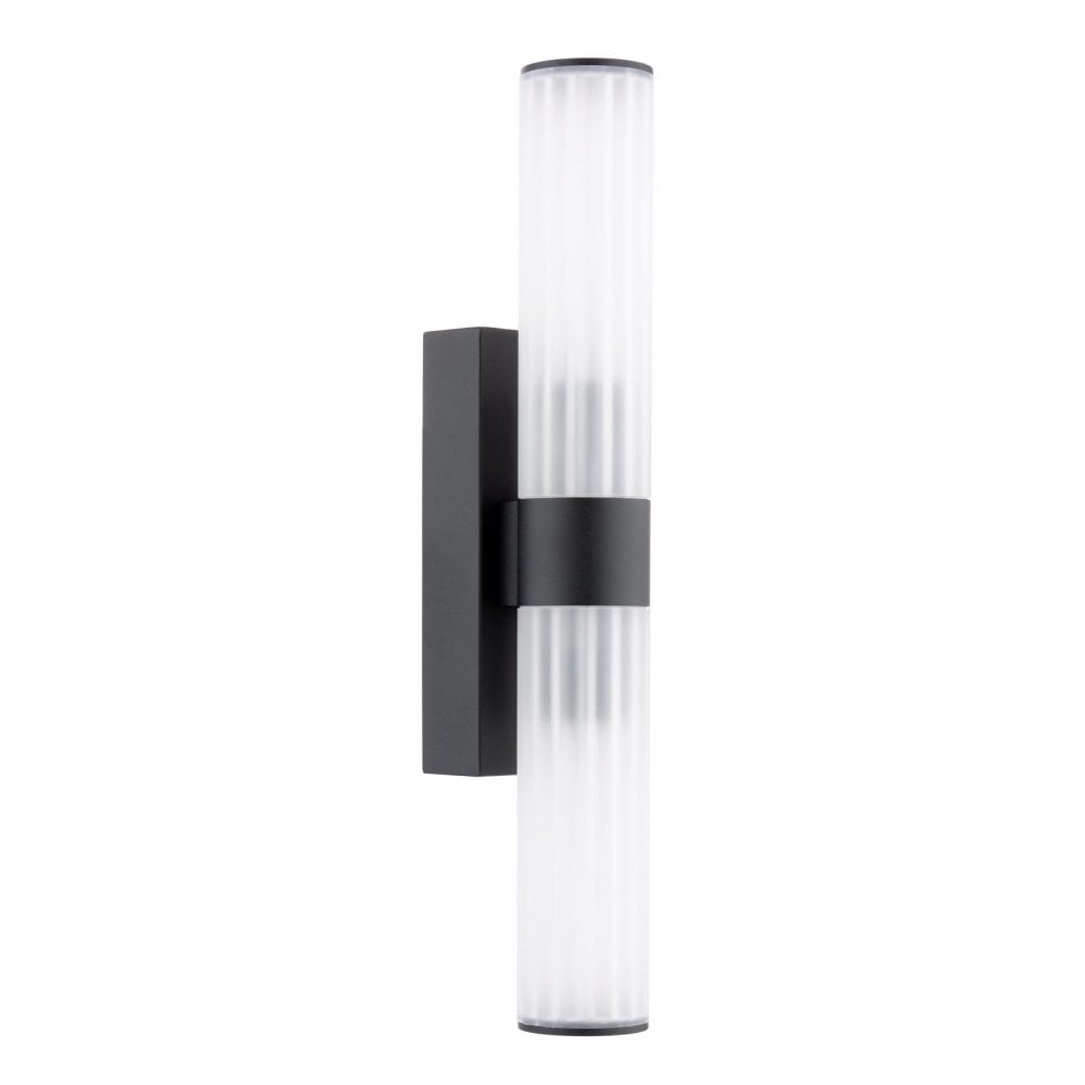LAR0922 Lars 2 Light Bathroom Wall Light Matt Black and White Frosted Acrylic IP44