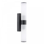 LAR0922 Lars 2 Light Bathroom Wall Light Matt Black and White Frosted Acrylic IP44