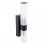 LAR0922 Lars 2 Light Bathroom Wall Light Matt Black and White Frosted Acrylic IP44