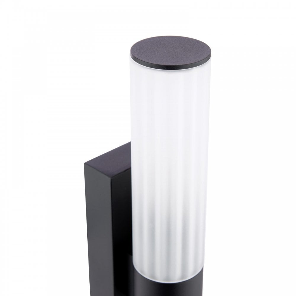 LAR0922 Lars 2 Light Bathroom Wall Light Matt Black and White Frosted Acrylic IP44