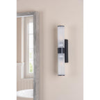 LAR0922 Lars 2 Light Bathroom Wall Light Matt Black and White Frosted Acrylic IP44