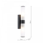 LAR0922 Lars 2 Light Bathroom Wall Light Matt Black and White Frosted Acrylic IP44