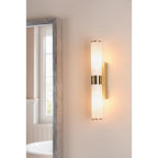 LAR0935 Lars 2 Light Bathroom Wall Light Brushed Gold and White Frosted Acrylic IP44