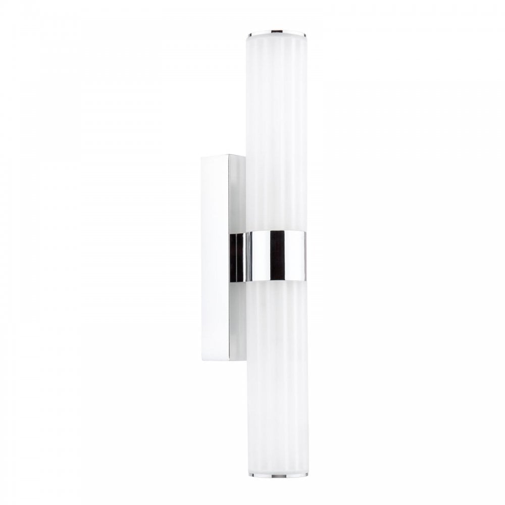 LAR0950 Lars 2 Light Bathroom Wall Light Polished Chrome and White Frosted Acrylic IP44