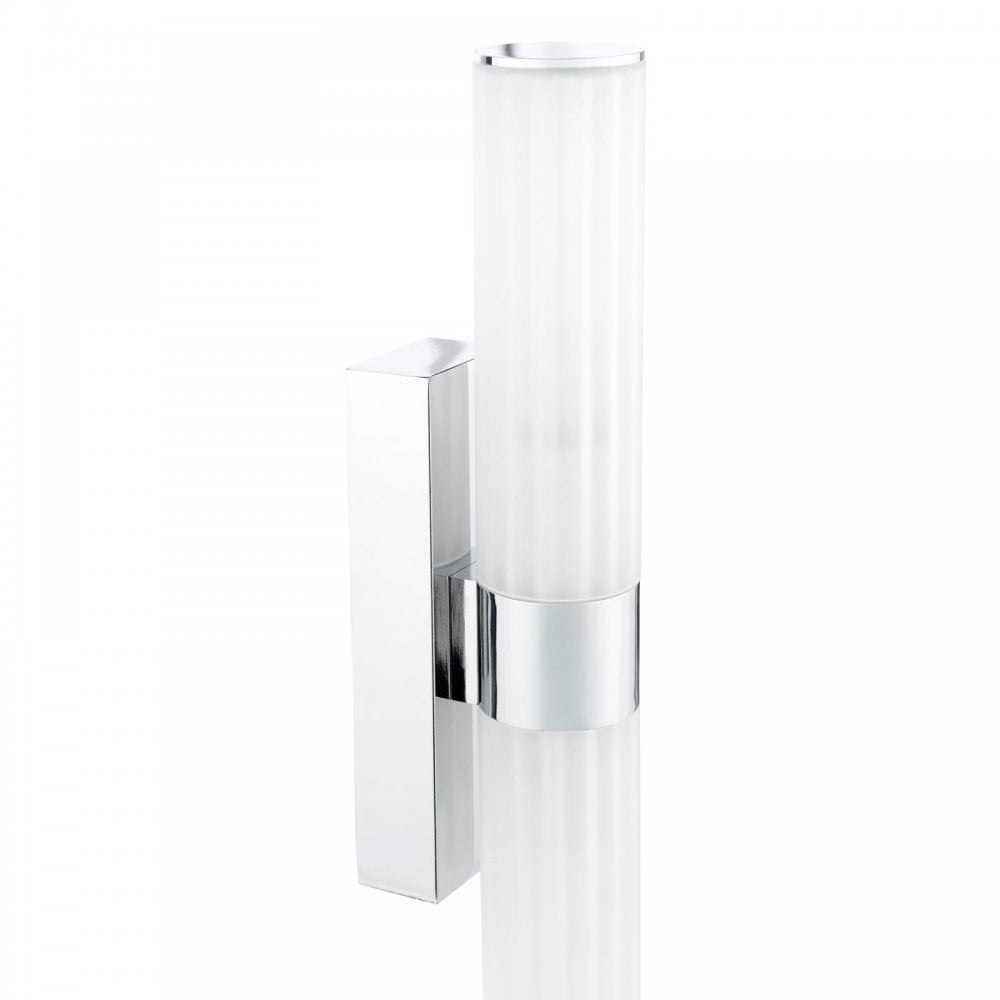 LAR0950 Lars 2 Light Bathroom Wall Light Polished Chrome and White Frosted Acrylic IP44