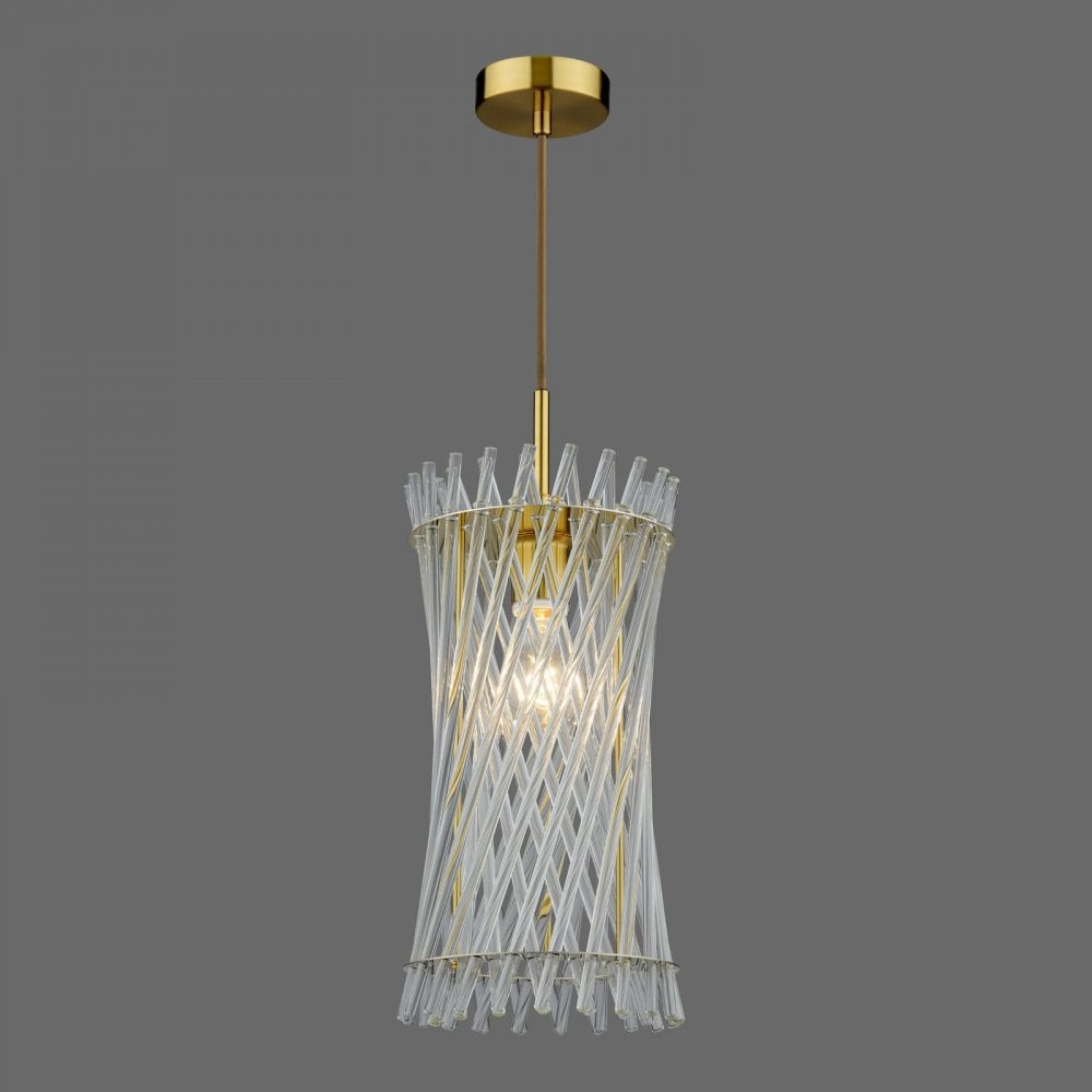 LOI0135 Loire Pendant Natural Brass and Glass