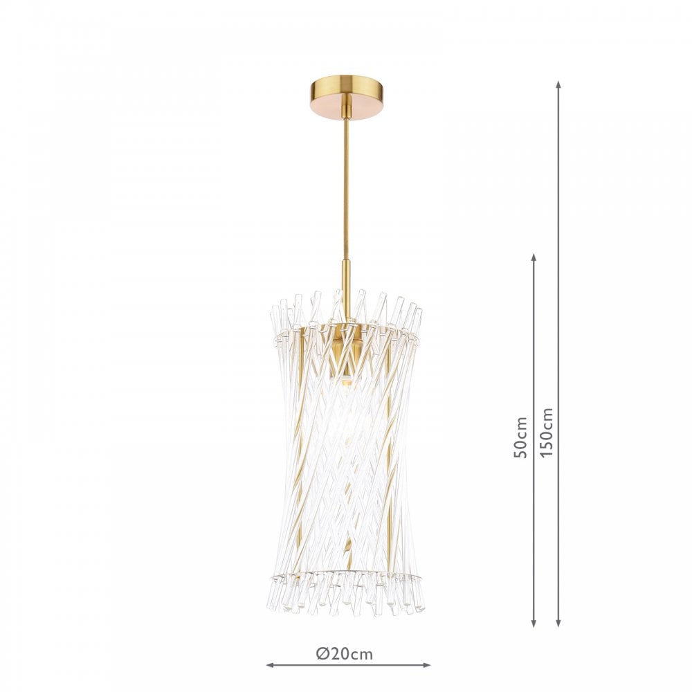 LOI0135 Loire Pendant Natural Brass and Glass