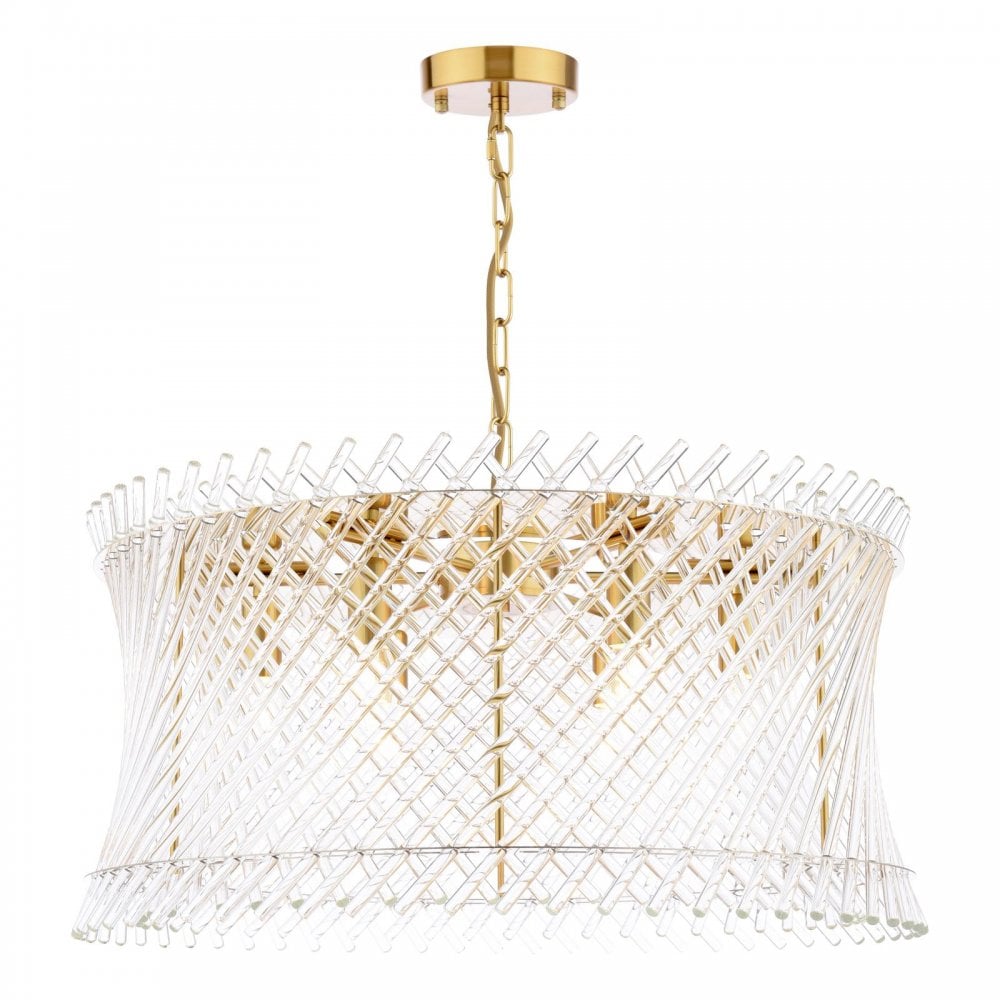 LOI0635 Loire 6 Light Pendant Natural Brass and Glass