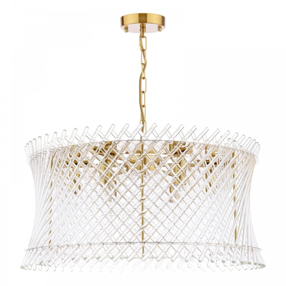 LOI0635 Loire 6 Light Pendant Natural Brass and Glass