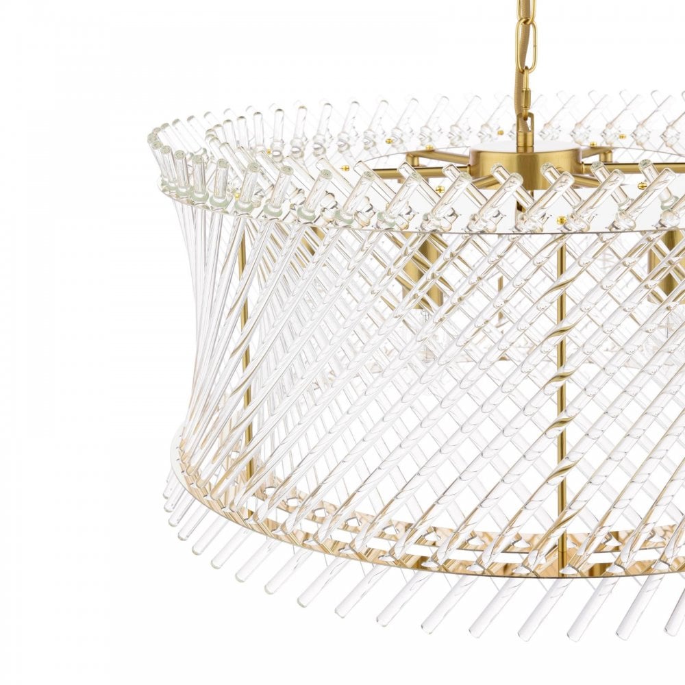LOI0635 Loire 6 Light Pendant Natural Brass and Glass