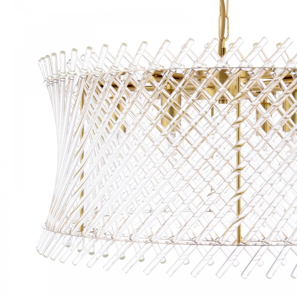 LOI0635 Loire 6 Light Pendant Natural Brass and Glass