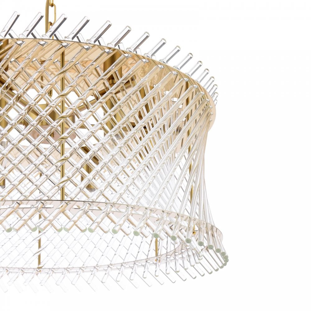 LOI0635 Loire 6 Light Pendant Natural Brass and Glass