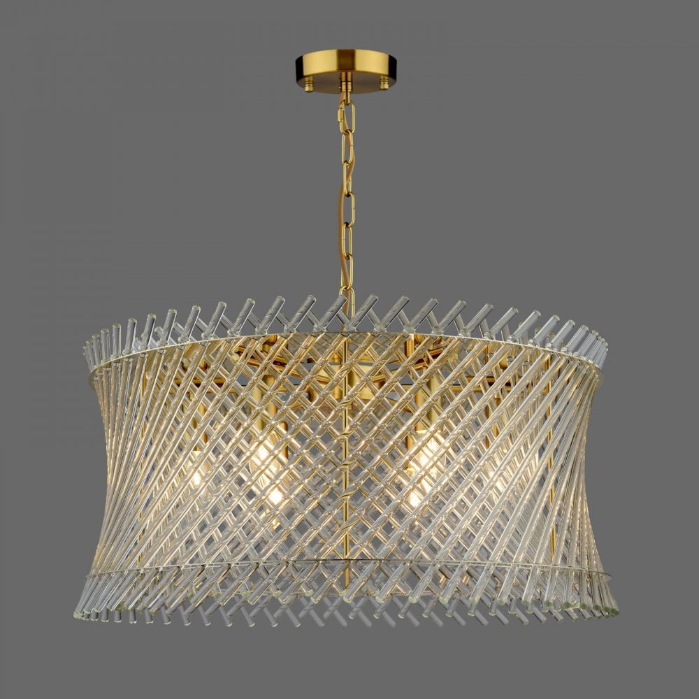 LOI0635 Loire 6 Light Pendant Natural Brass and Glass