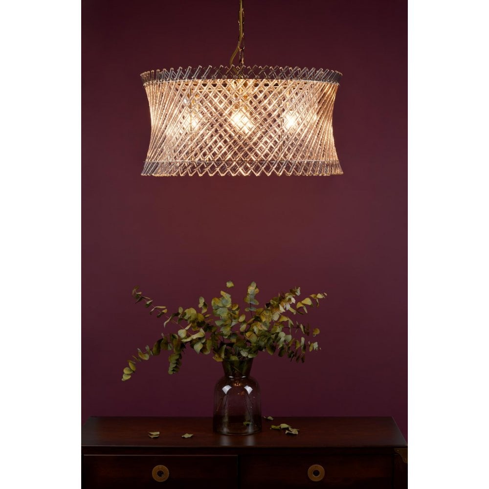 LOI0635 Loire 6 Light Pendant Natural Brass and Glass