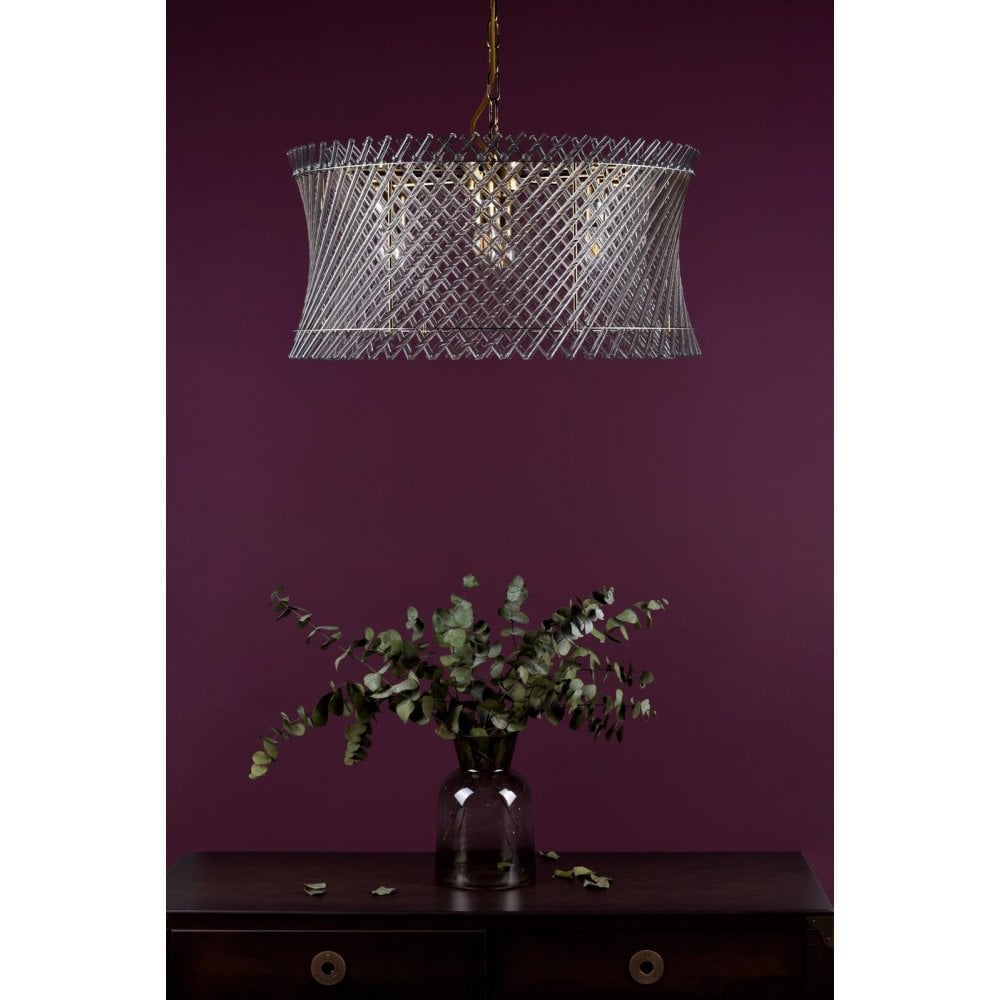 LOI0635 Loire 6 Light Pendant Natural Brass and Glass
