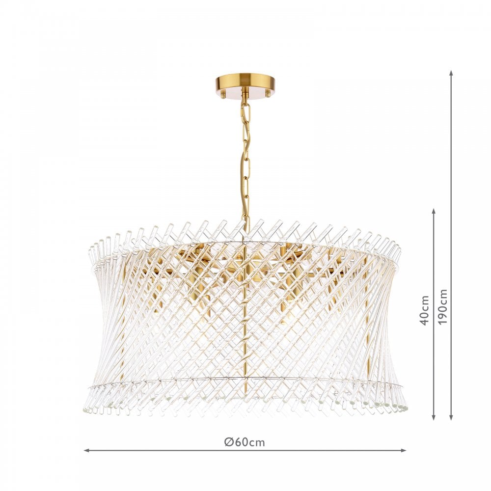 LOI0635 Loire 6 Light Pendant Natural Brass and Glass